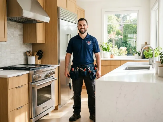 Appliance Repair Hero technician in a Atlantic Highlands, NJ kitchen after an appliance repair
